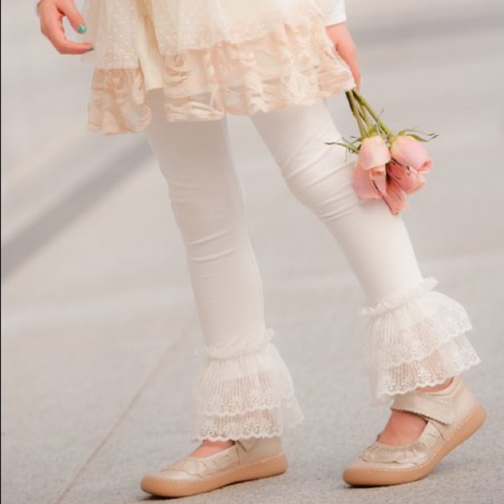 Persnickety | Cream Ruffle Lace Alexa Leggings | 5